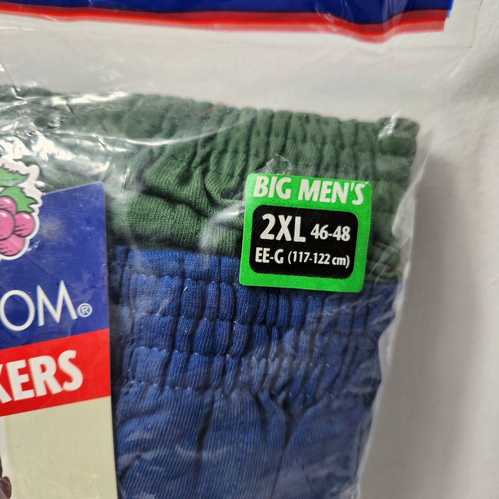 Fruit of the Loom 3 Knit Boxers Men 2XL Green Blue Print Big Men New 3P534X - Picture 2 of 5